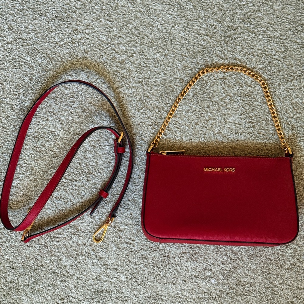 Michael Kors Burgundy Crossbody Bag with Gold Chain